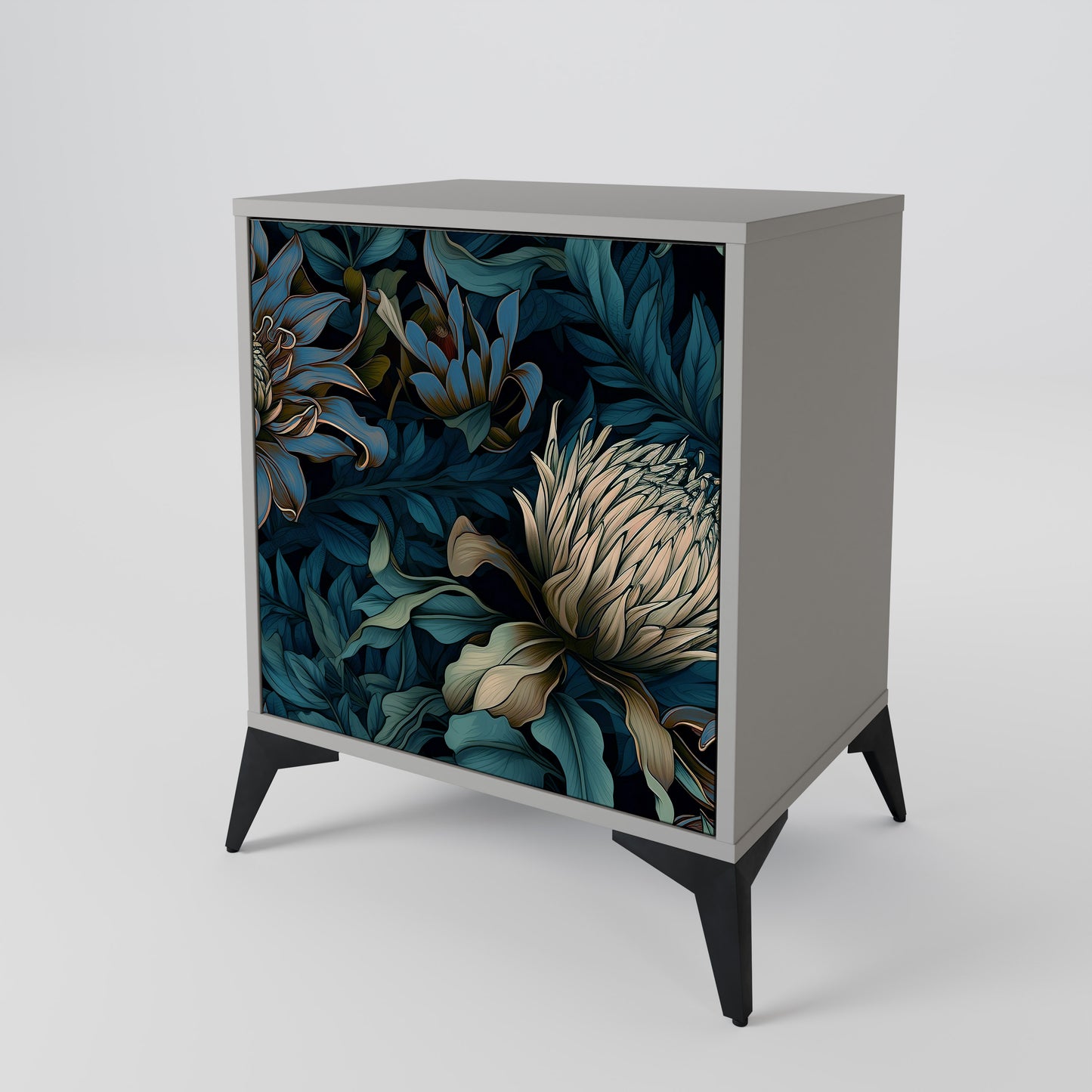 Credenza a 1 anta TWILIGHT BLOOM in finitura grigia