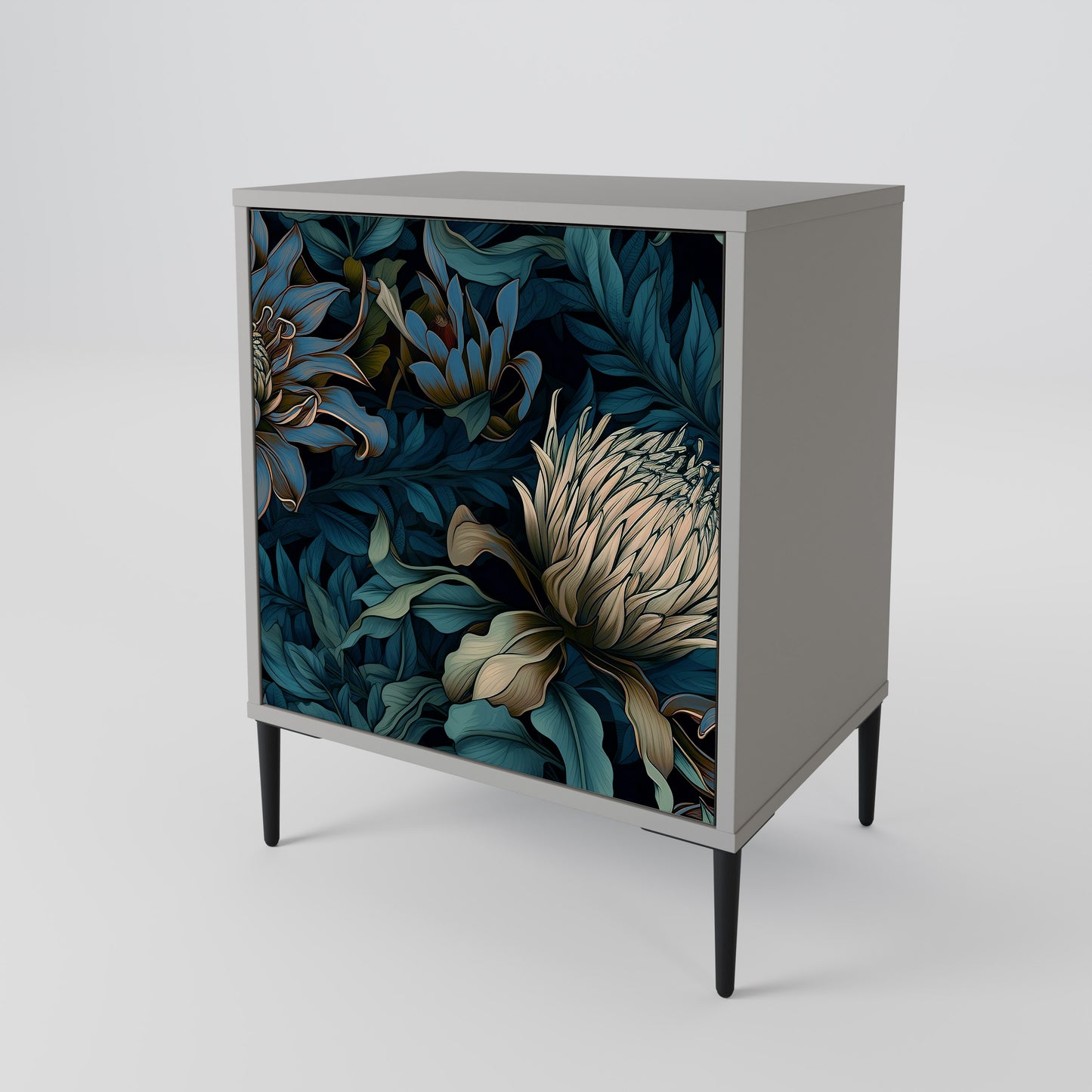 Credenza a 1 anta TWILIGHT BLOOM in finitura grigia