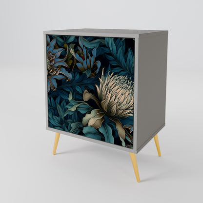 TWILIGHT BLOOM 1-Door Sideboard in Grey Finish