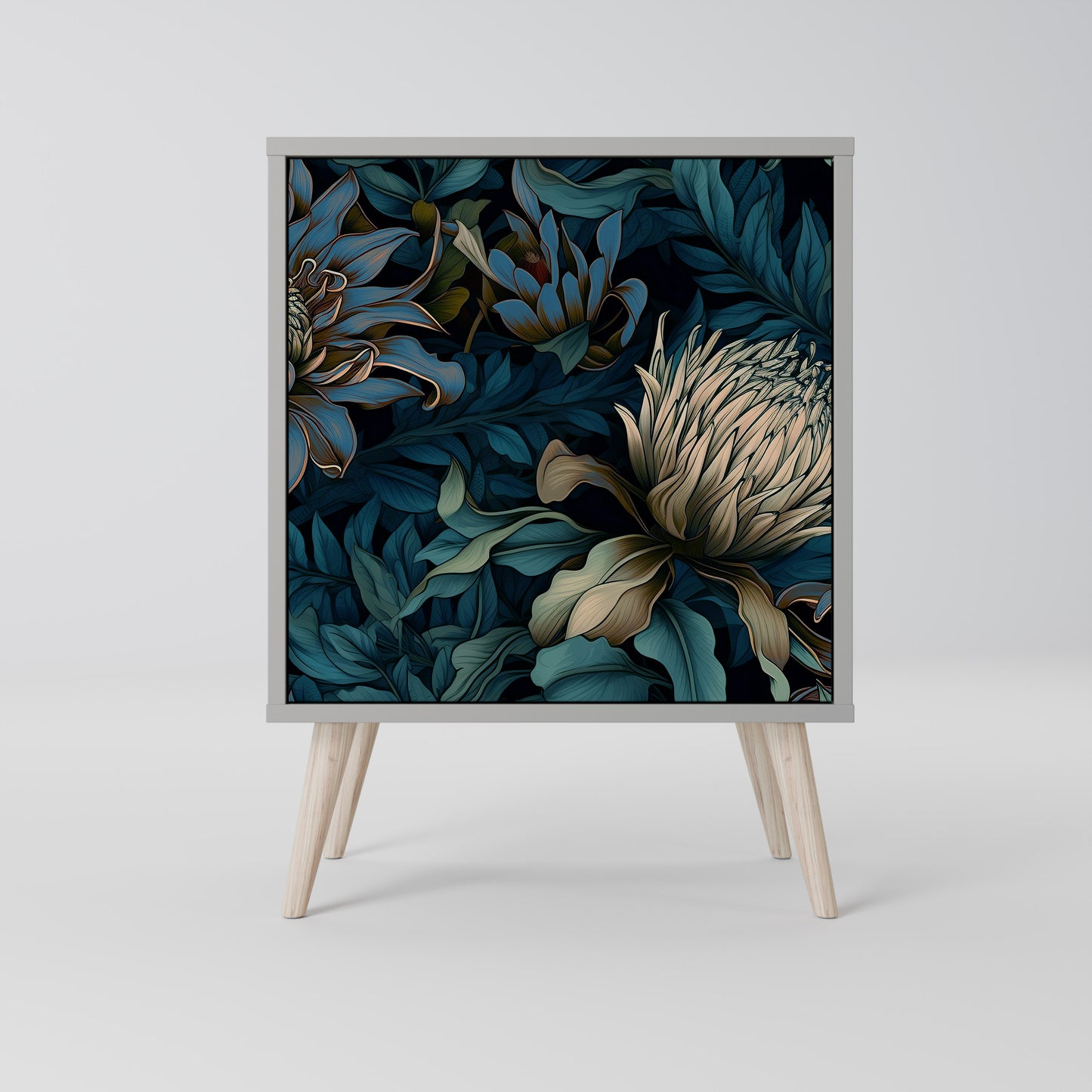 Credenza a 1 anta TWILIGHT BLOOM in finitura grigia