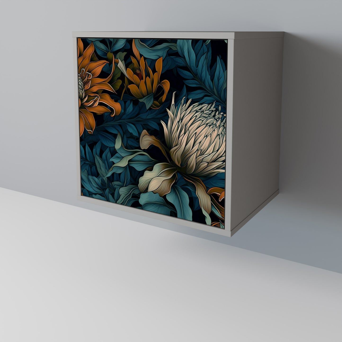 MORNING BLOOM 1-Door Sideboard in Grey Finish