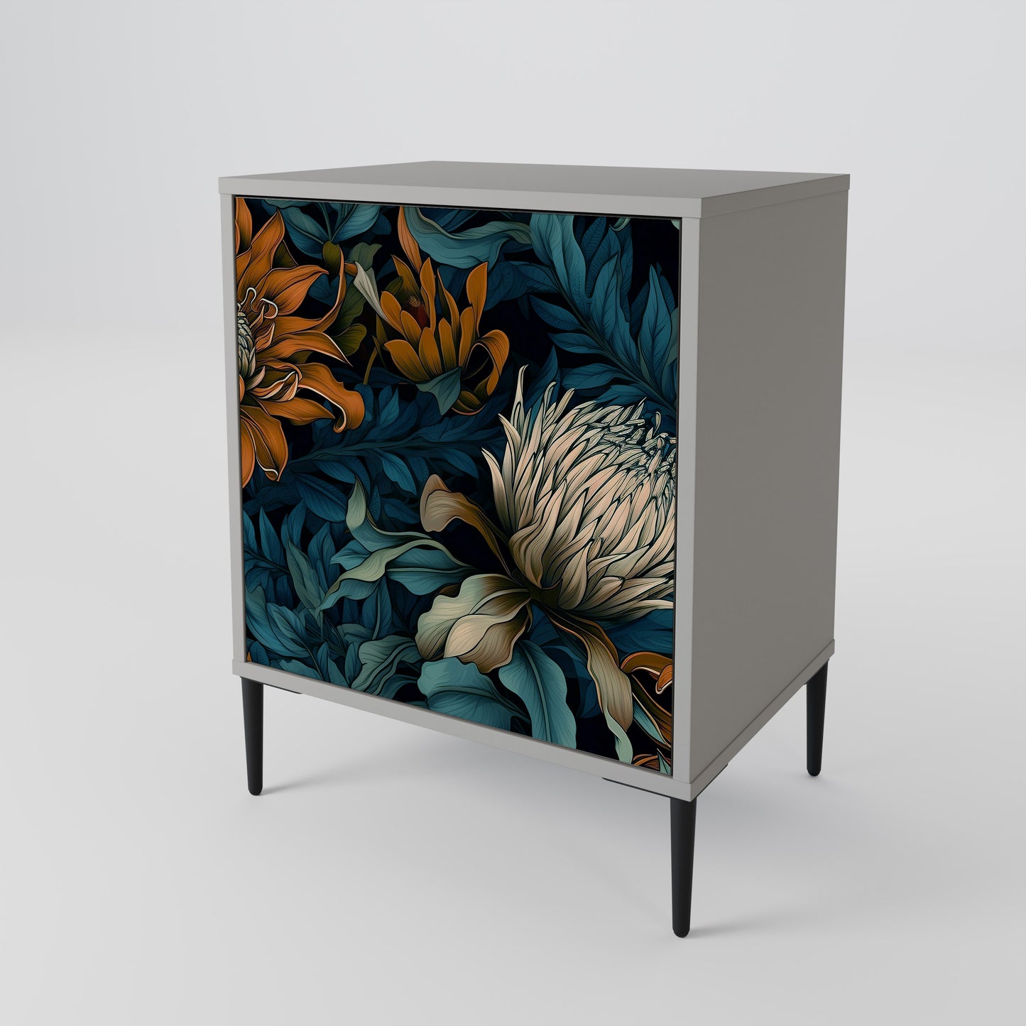 Credenza MORNING BLOOM a 1 anta con finitura grigia