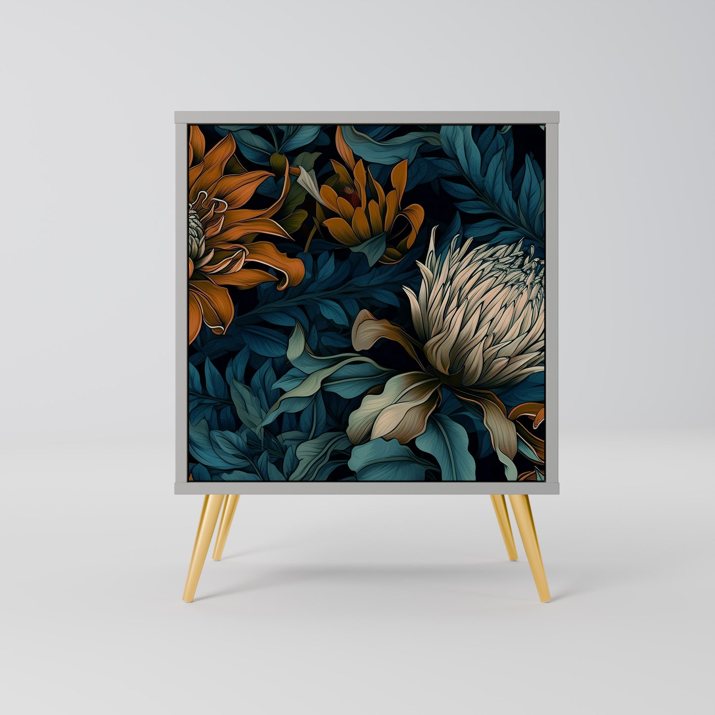 Credenza MORNING BLOOM a 1 anta con finitura grigia