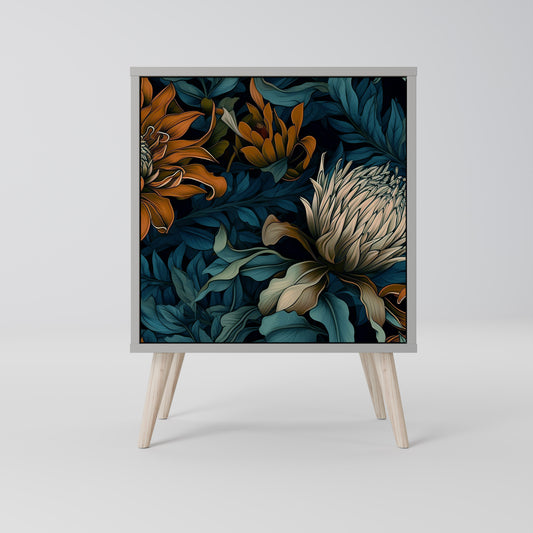 Credenza MORNING BLOOM a 1 anta con finitura grigia