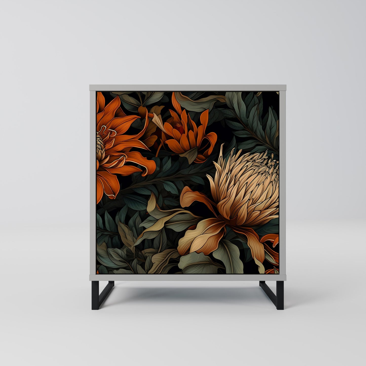 DAWN BLOOM 1-Door Sideboard in Grey Finish