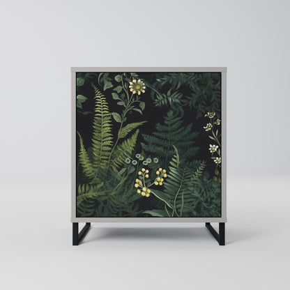 FERN FLOWERS 1-Door Sideboard in Grey Finish