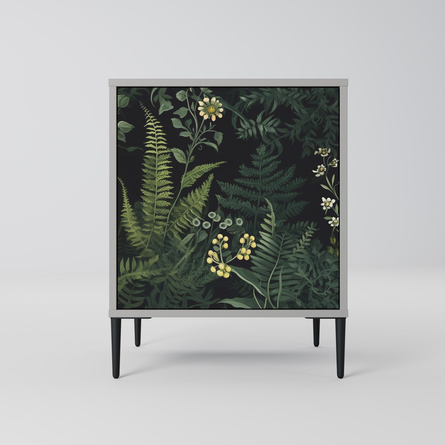 FERN FLOWERS 1-Door Sideboard in Grey Finish