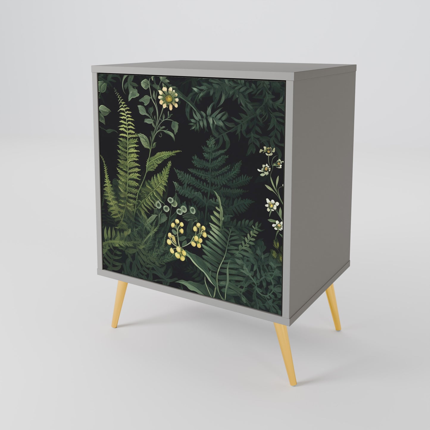 FERN FLOWERS 1-Door Sideboard in Grey Finish