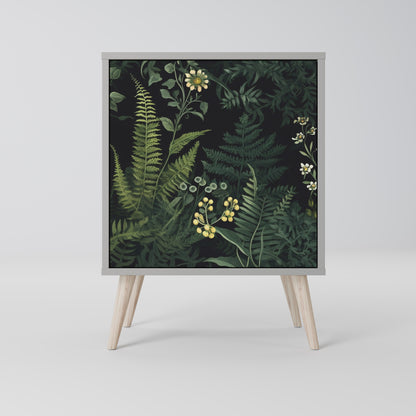 FERN FLOWERS 1-Door Sideboard in Grey Finish