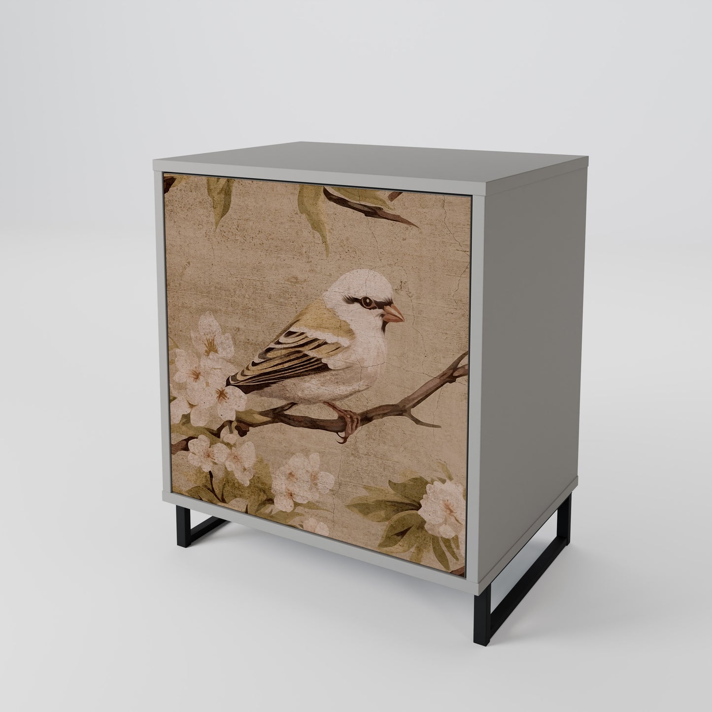 Credenza PETAL DISTINGUISH a 1 anta con finitura grigia