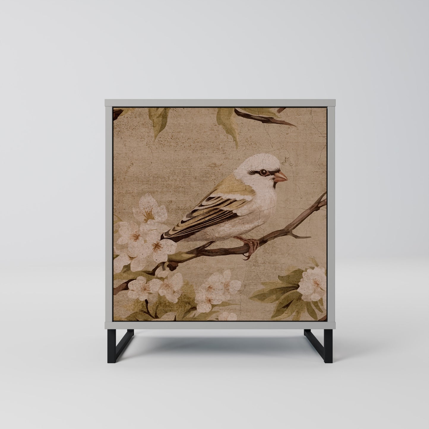 Credenza PETAL DISTINGUISH a 1 anta con finitura grigia