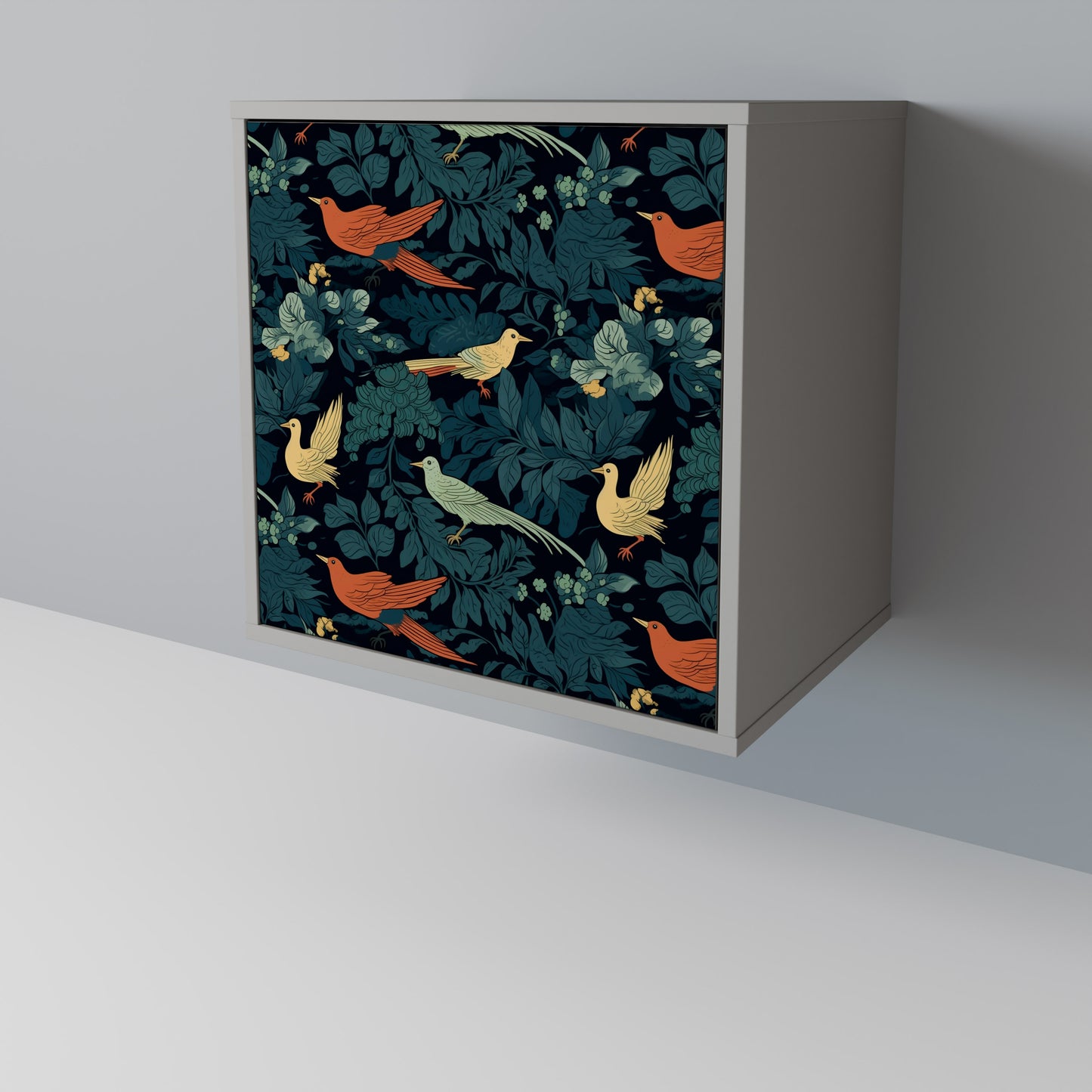 FOWL ORNAMENT 1-Door Sideboard in Grey Finish