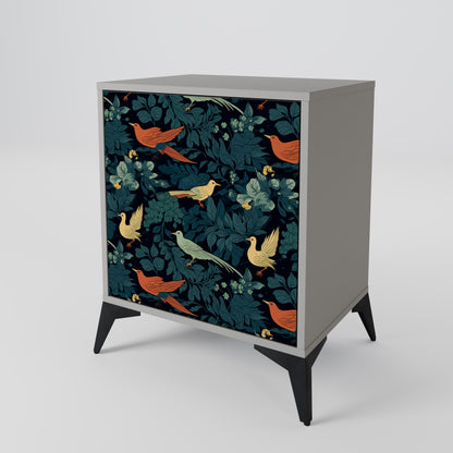 FOWL ORNAMENT 1-Door Sideboard in Grey Finish