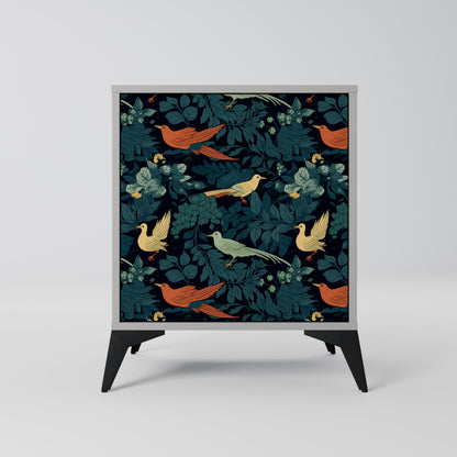 FOWL ORNAMENT 1-Door Sideboard in Grey Finish