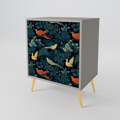 FOWL ORNAMENT 1-Door Sideboard in Grey Finish