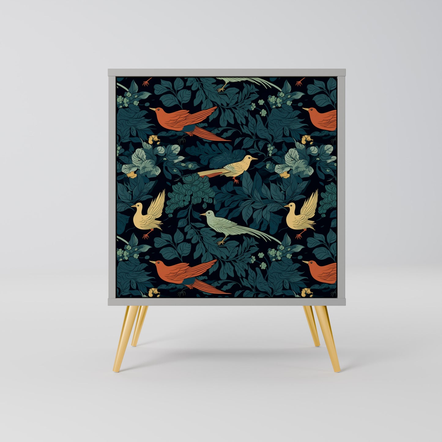 FOWL ORNAMENT 1-Door Sideboard in Grey Finish