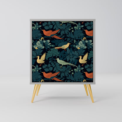 FOWL ORNAMENT 1-Door Sideboard in Grey Finish