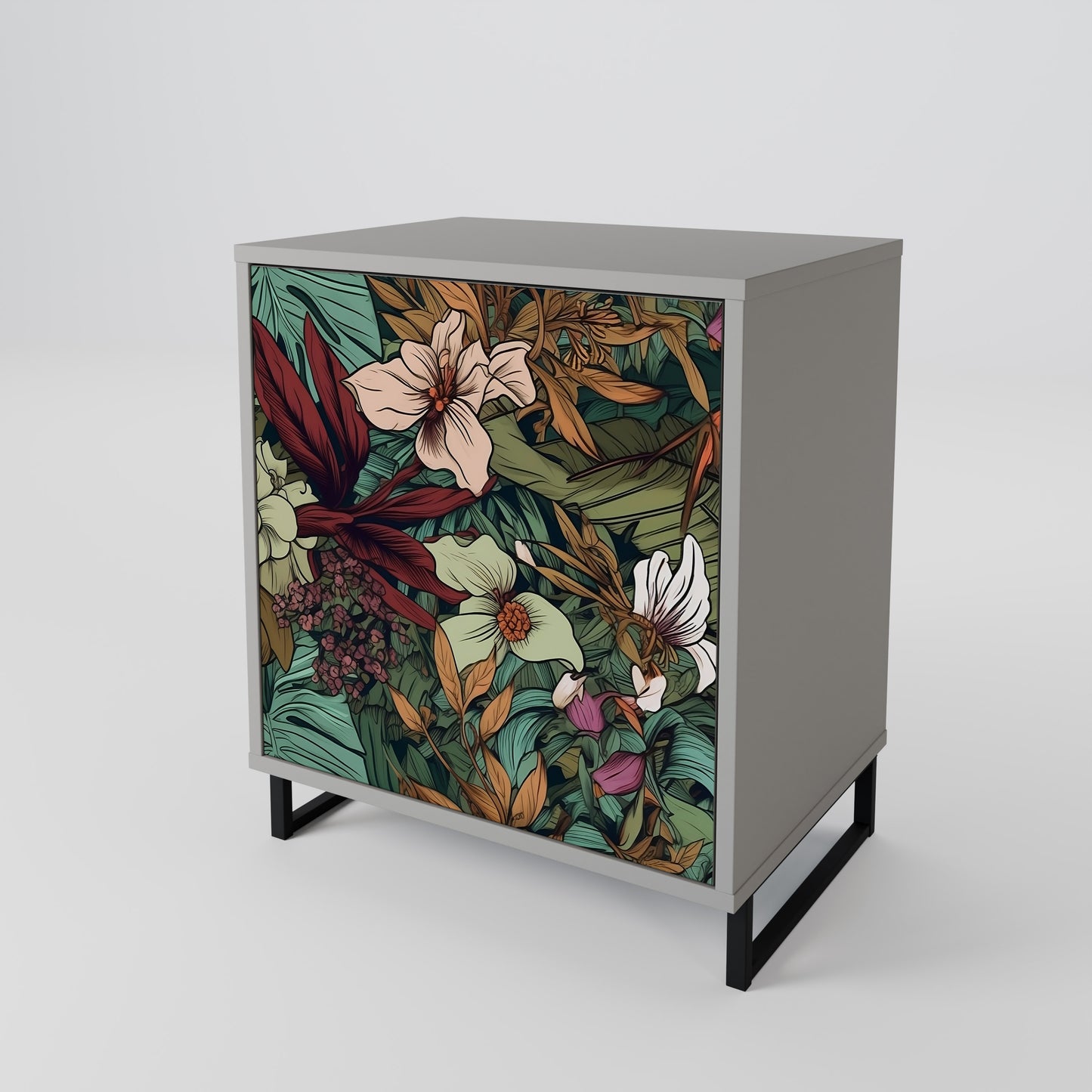 BOTANICAL EMERGENCE 1-Door Sideboard in Grey Finish