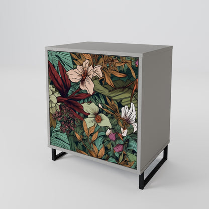 BOTANICAL EMERGENCE 1-Door Sideboard in Grey Finish