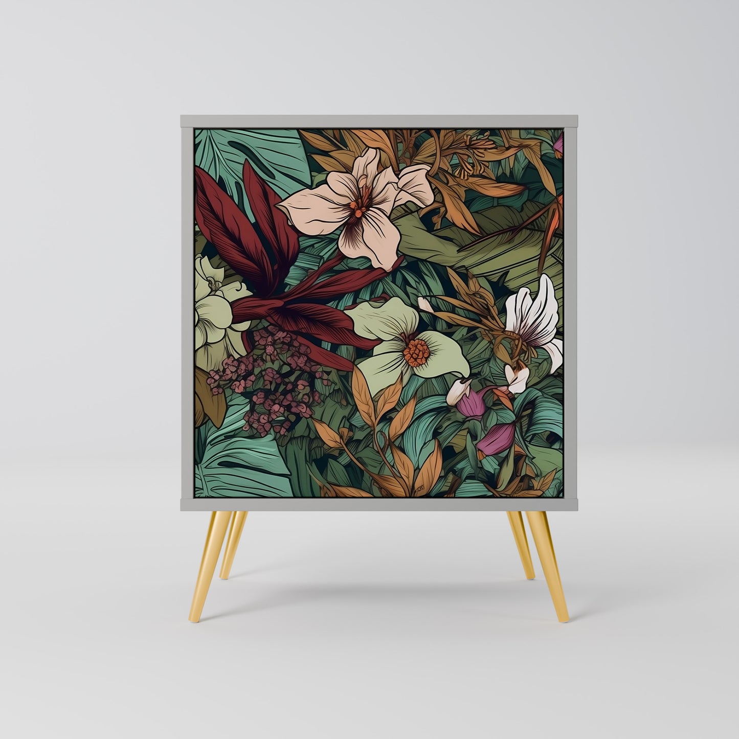 BOTANICAL EMERGENCE 1-Door Sideboard in Grey Finish