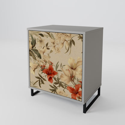 BLOOMING HARMONY 1-Door Sideboard in Grey Finish