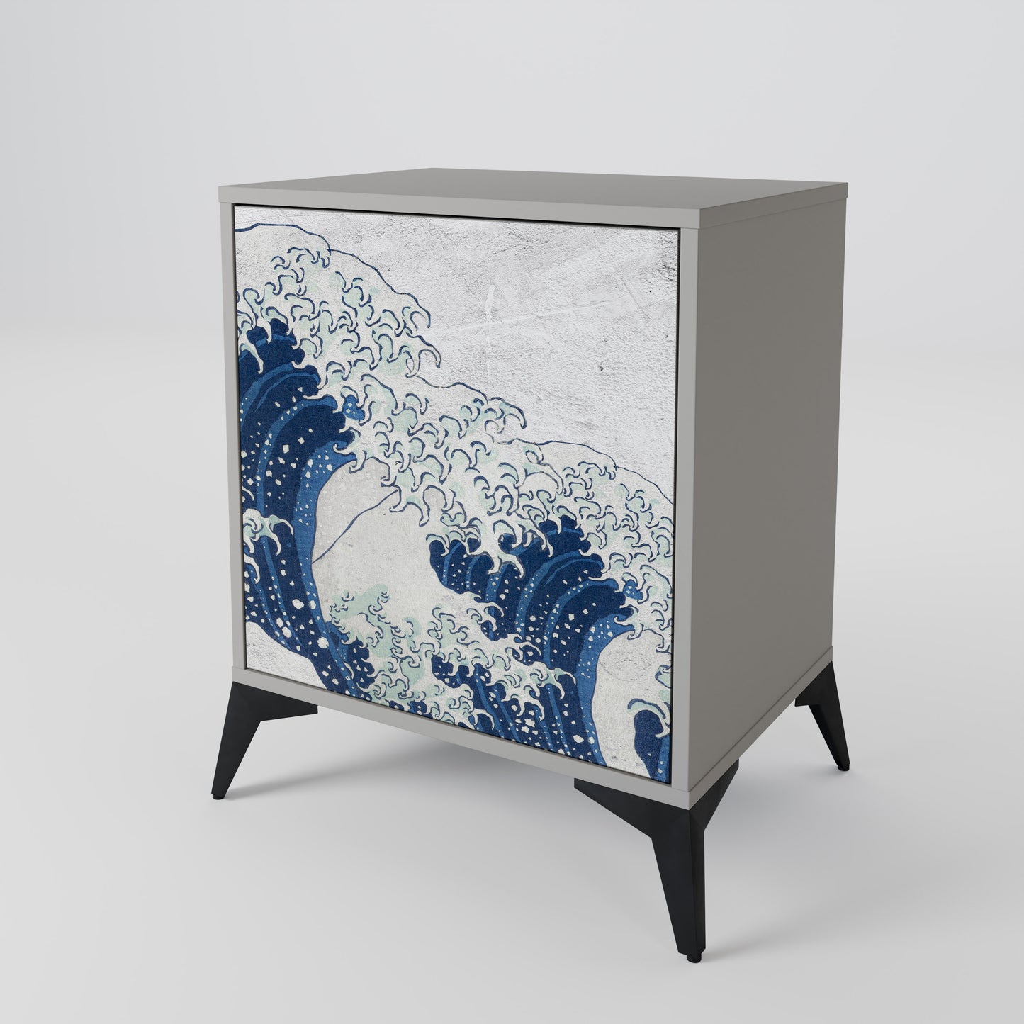 Credenza a 1 anta THE GREAT WAVE AT KANAGAWA in finitura grigia
