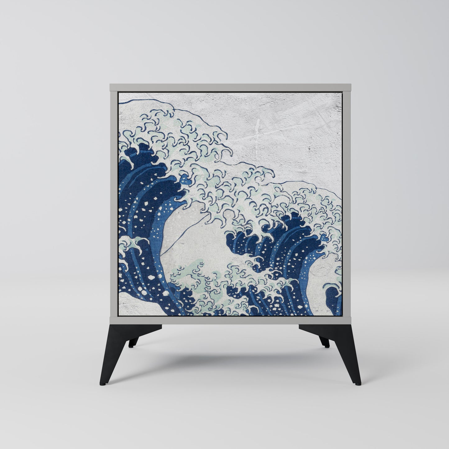 Credenza a 1 anta THE GREAT WAVE AT KANAGAWA in finitura grigia