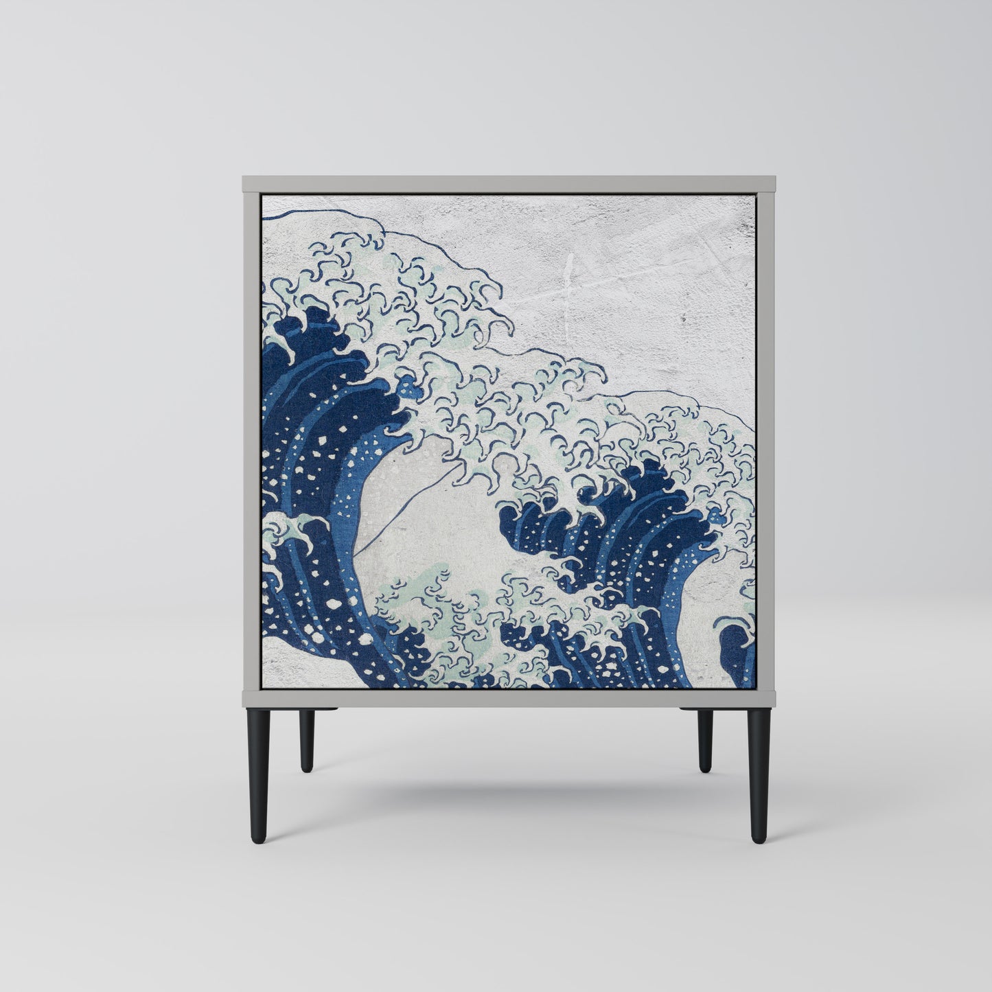 Credenza a 1 anta THE GREAT WAVE AT KANAGAWA in finitura grigia