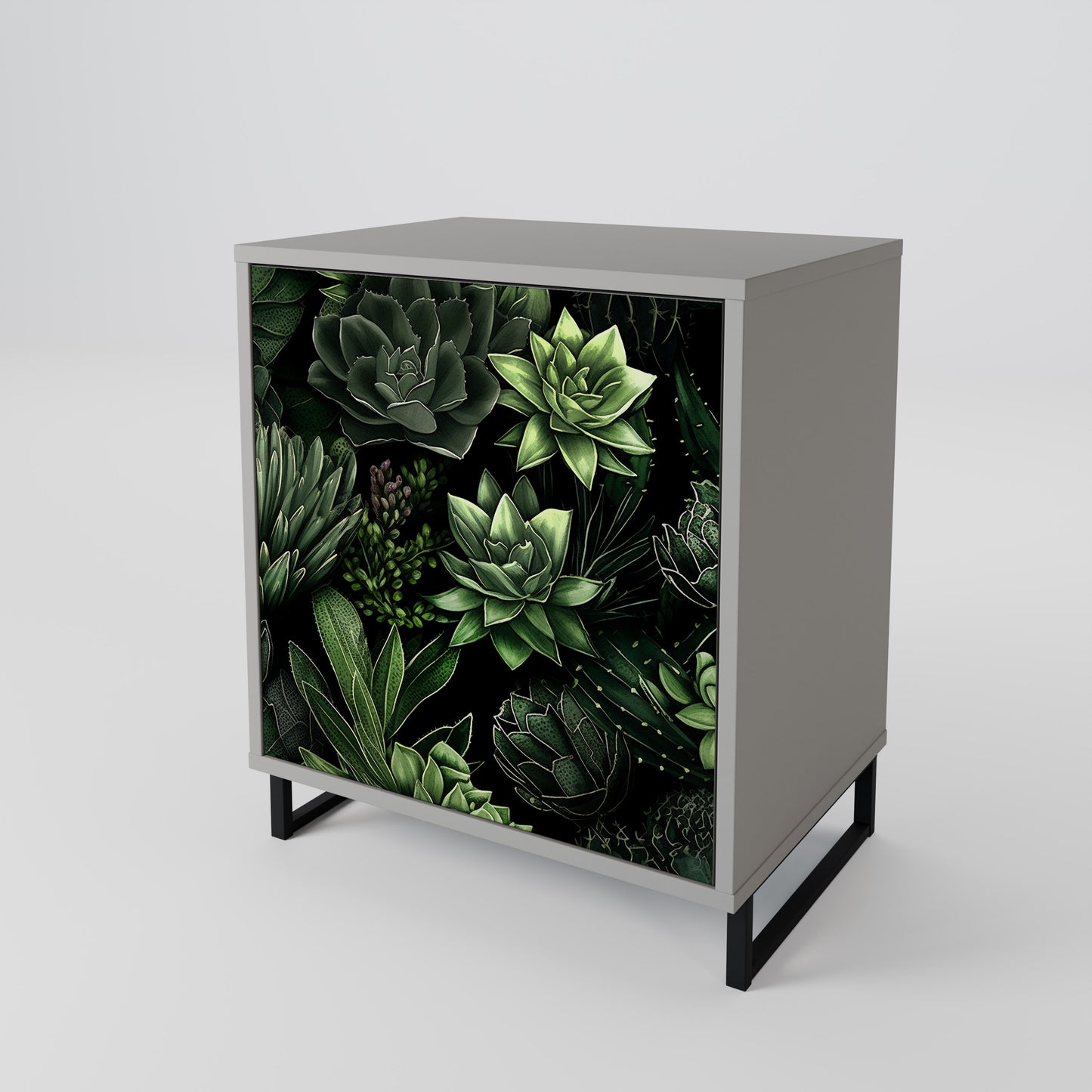 SUCCULENT JUNGLE 1-Door Sideboard in Grey Finish