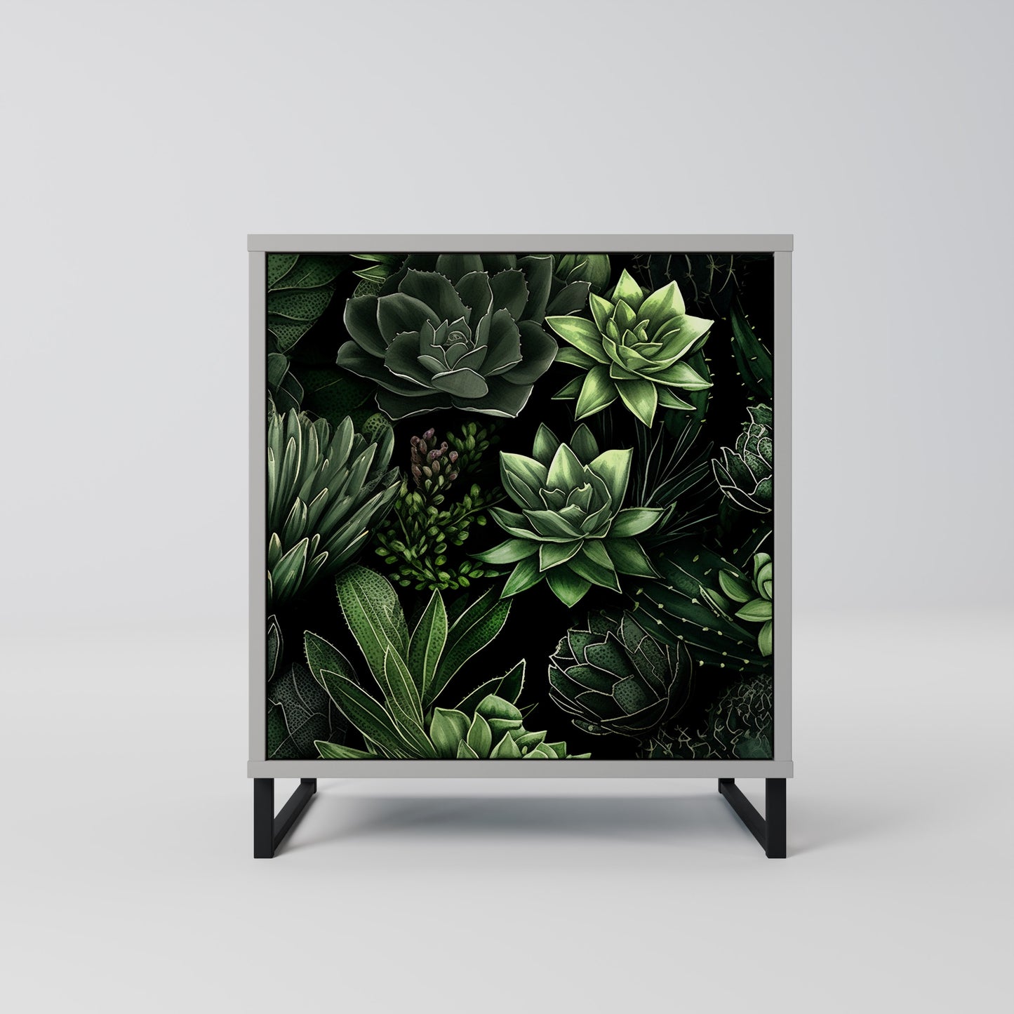 SUCCULENT JUNGLE 1-Door Sideboard in Grey Finish