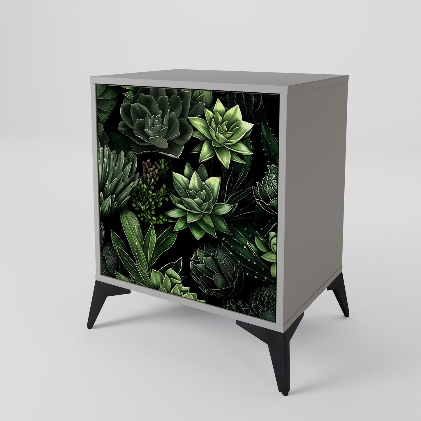 SUCCULENT JUNGLE 1-Door Sideboard in Grey Finish