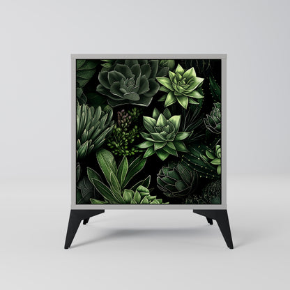 SUCCULENT JUNGLE 1-Door Sideboard in Grey Finish