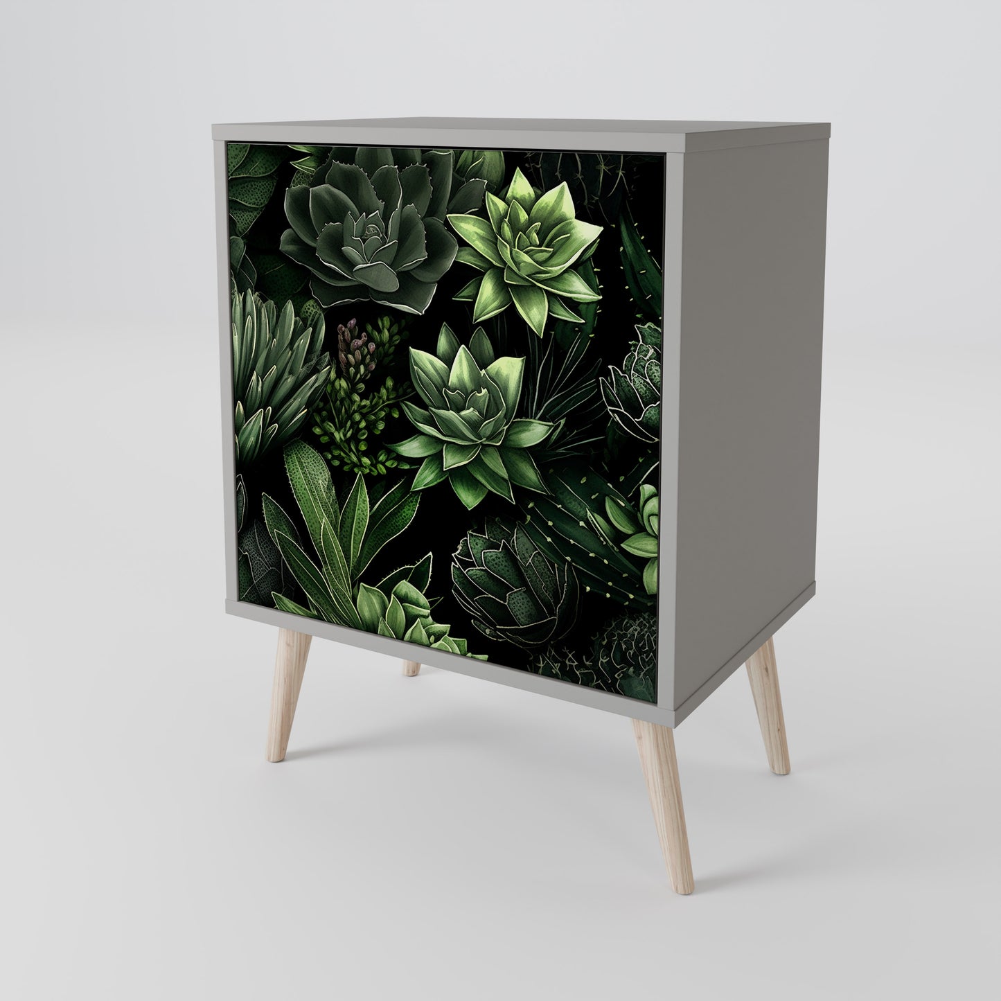 SUCCULENT JUNGLE 1-Door Sideboard in Grey Finish