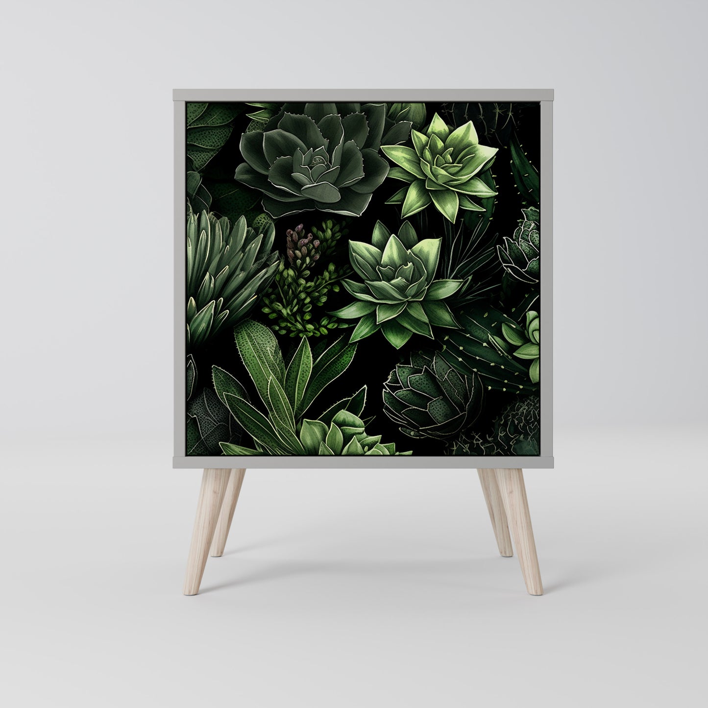 SUCCULENT JUNGLE 1-Door Sideboard in Grey Finish