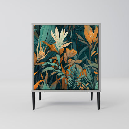 FLORAL SERENITY 1-Door Sideboard in Grey Finish