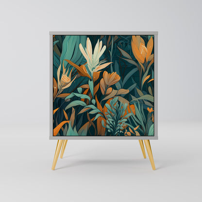 FLORAL SERENITY 1-Door Sideboard in Grey Finish