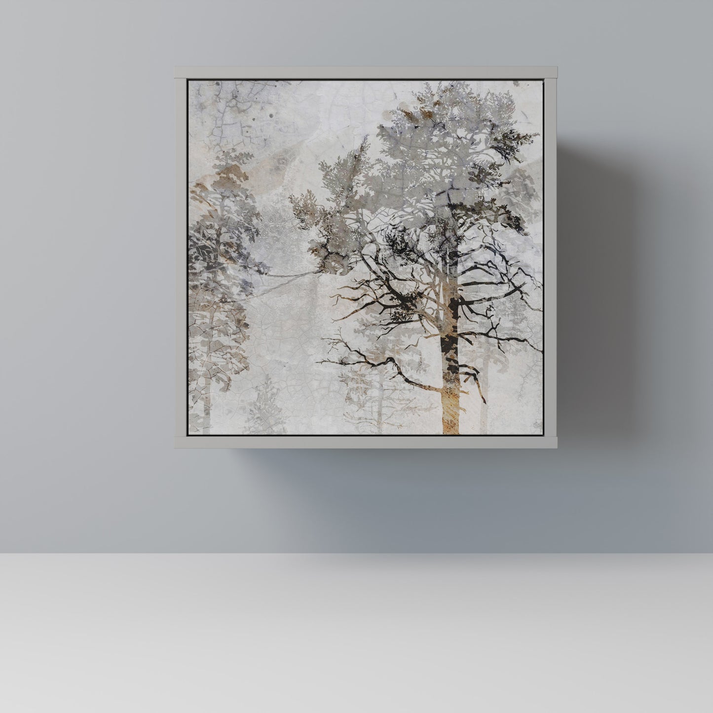 Credenza a 1 anta FADE IN THE TREES in finitura grigia