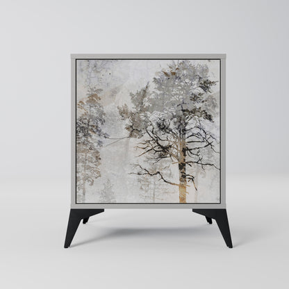 Credenza a 1 anta FADE IN THE TREES in finitura grigia