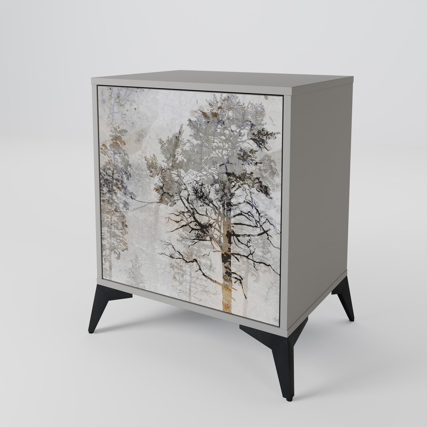 Credenza a 1 anta FADE IN THE TREES in finitura grigia