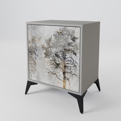 Credenza a 1 anta FADE IN THE TREES in finitura grigia