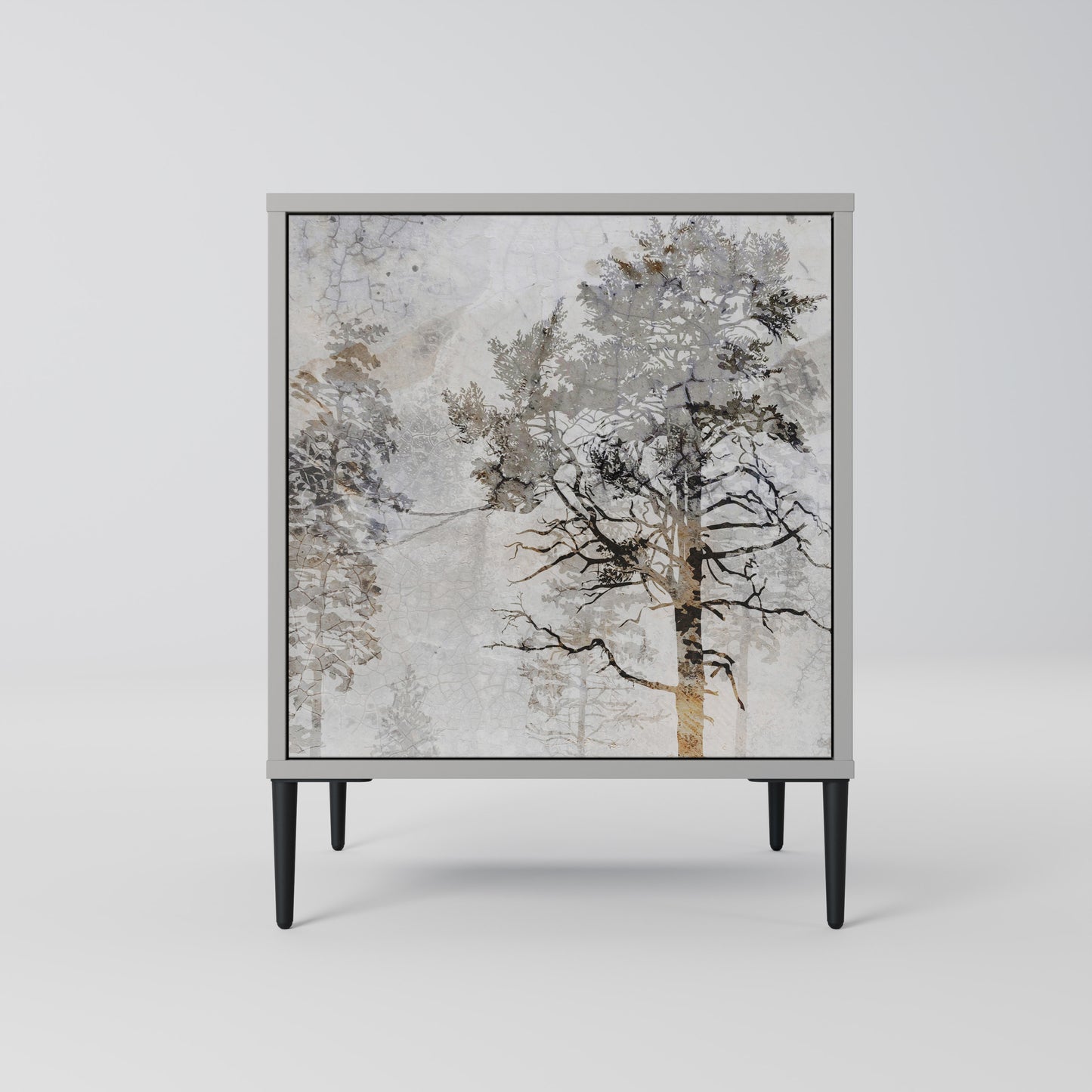 Credenza a 1 anta FADE IN THE TREES in finitura grigia