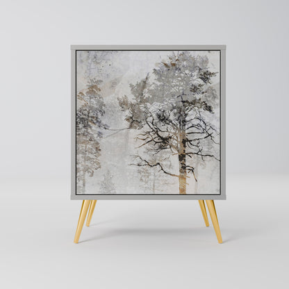 Credenza a 1 anta FADE IN THE TREES in finitura grigia