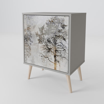 Credenza a 1 anta FADE IN THE TREES in finitura grigia