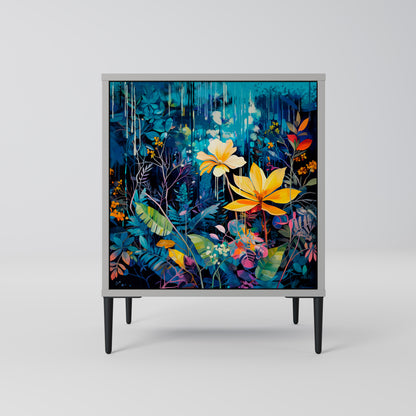 MIDNIGHT BLOSSOM 1-Door Sideboard in Grey Finish