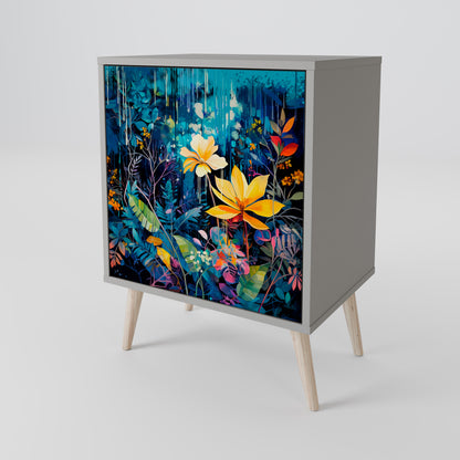 MIDNIGHT BLOSSOM 1-Door Sideboard in Grey Finish
