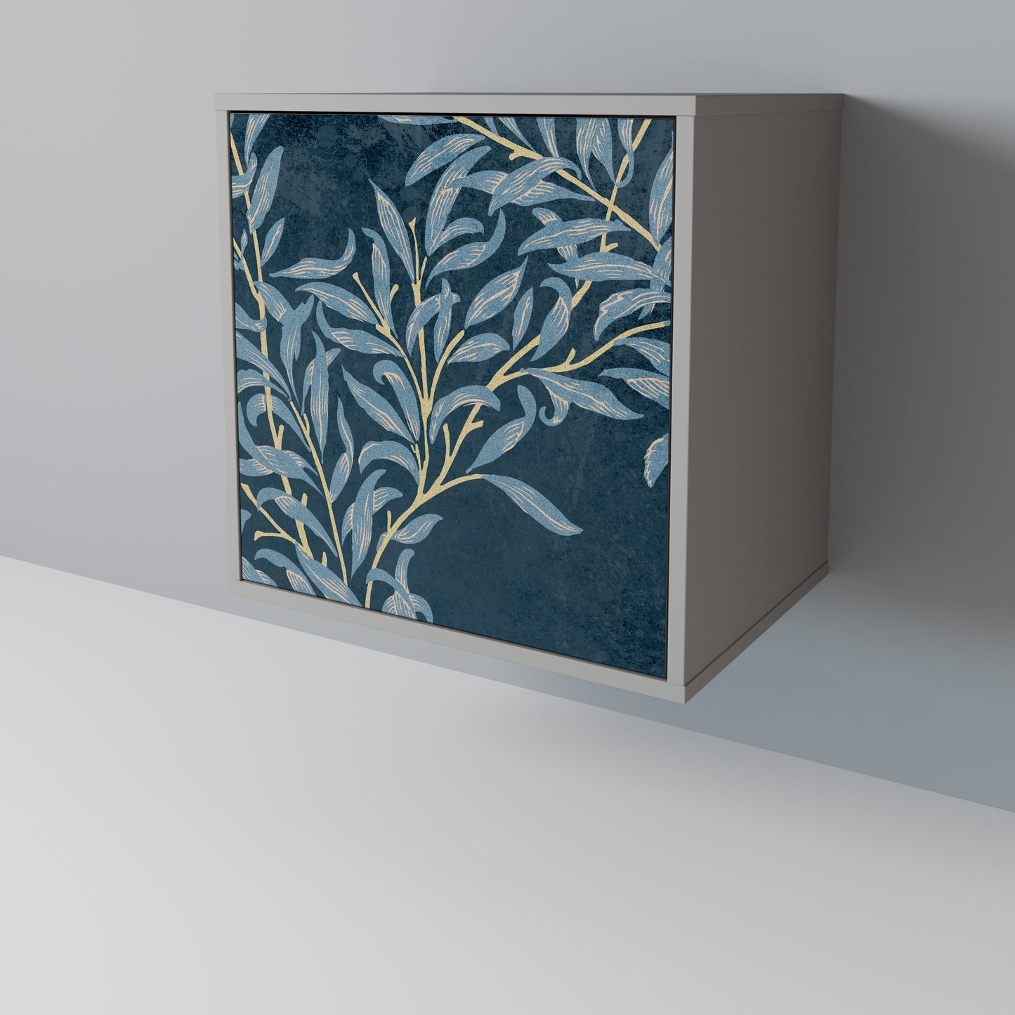 BLUE LEAVES 1-Door Sideboard in Grey Finish