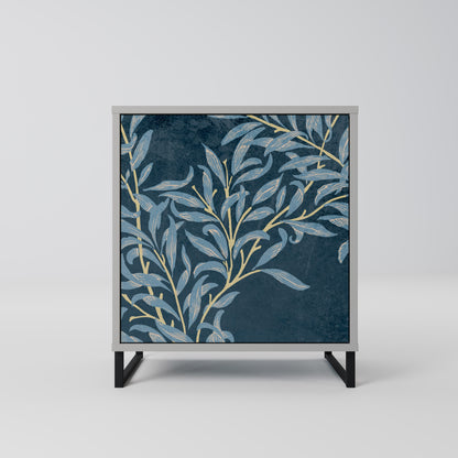 BLUE LEAVES 1-Door Sideboard in Grey Finish