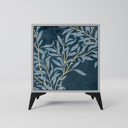 BLUE LEAVES 1-Door Sideboard in Grey Finish