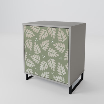 LEAVES ON GREEN 1-Door Sideboard in Grey Finish
