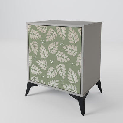 LEAVES ON GREEN 1-Door Sideboard in Grey Finish